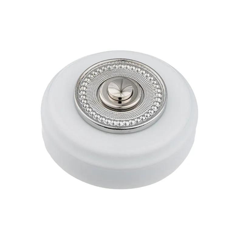 Sonnette filaire porcelaine blanc collerette chrome perlee