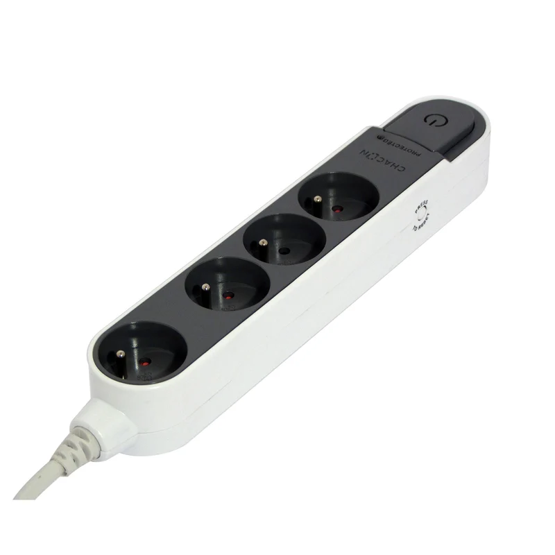 Stylish power strip with surge protection 4 x 16 A with switch - 3 m - Dark grey