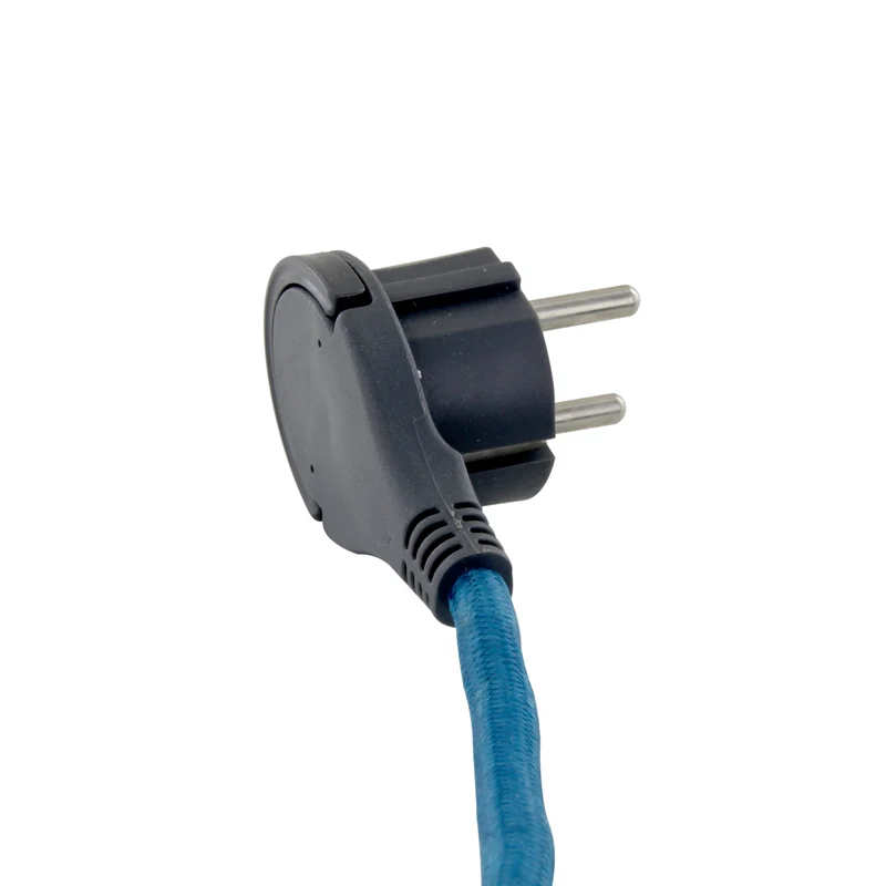 Stylish mini unit 3 x 16 A with blue fabric cable - 1.5 m