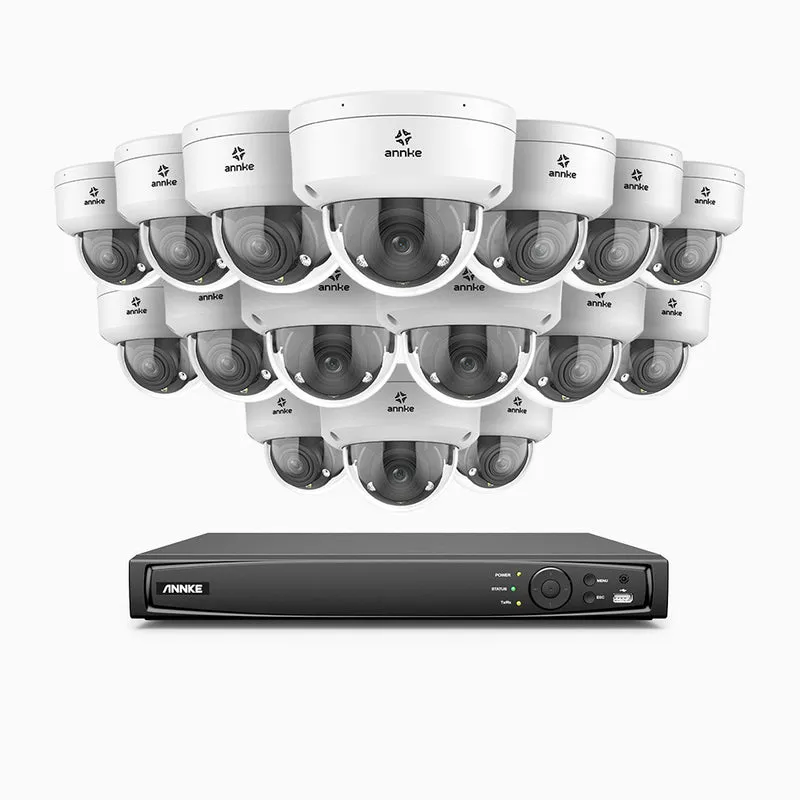HZ804 - Kit de surveillance 4K à 16 canaux avec 16 PoE caméras, Zoom optique 4X, vision nocturne à deux lumières, détection de mouvement 2.0, Microphone intégré, sirène et alarme stroboscopique
