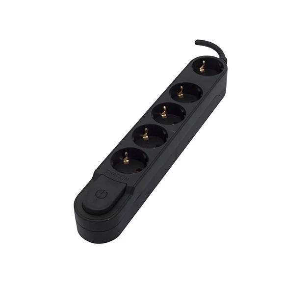 Stylish power strip 5 x 16 A with switch - 3 m - Black (SCH)
