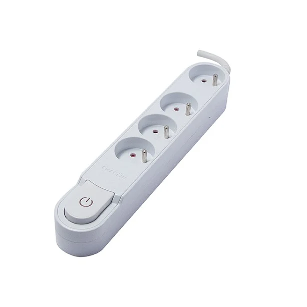 Stylish power strip with switch, white - 4 x 16 A - 1.5 m