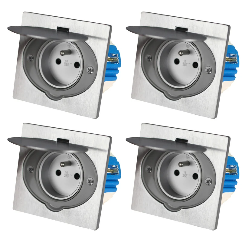 Prise de sol 2P+T IP44 aluminium brossé - Zenitech