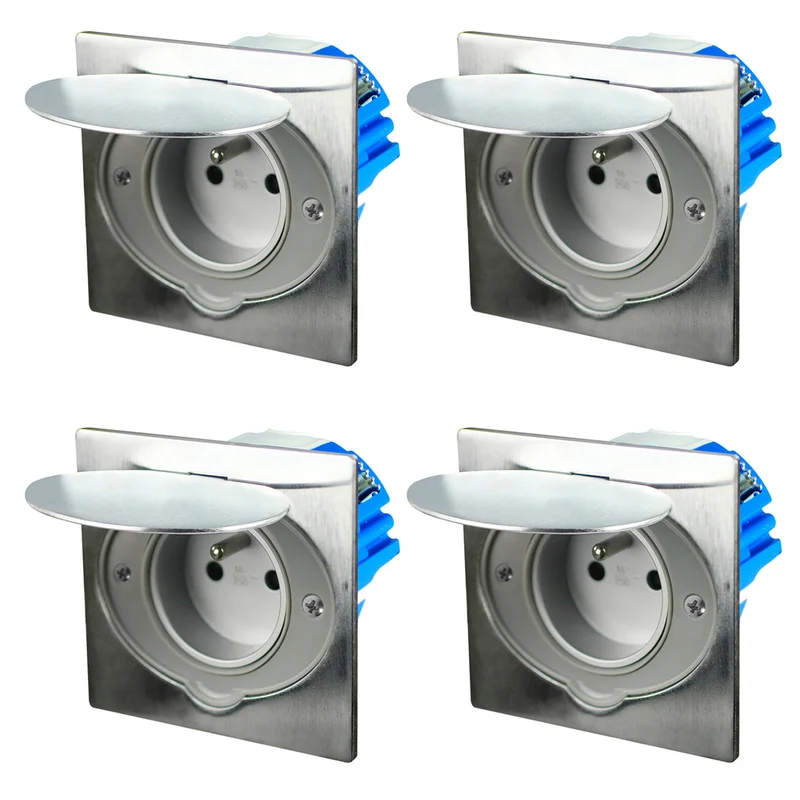 Prise de sol 2P+T IP44 aluminium brossé - Zenitech