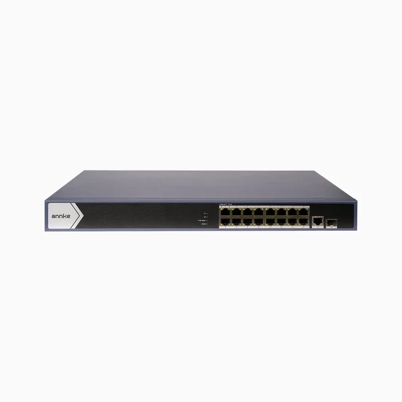 Commutateur PoE+ Gigabit 16 Ports 1000Mbps (Puissance Totale 230W) – jusqu’à 30W par Port, Capacité de Commutation 36Gbps, Protection contre les Surtensions 6kV, Switch Réseau Layer 2 Non Administrable pour Caméras IP