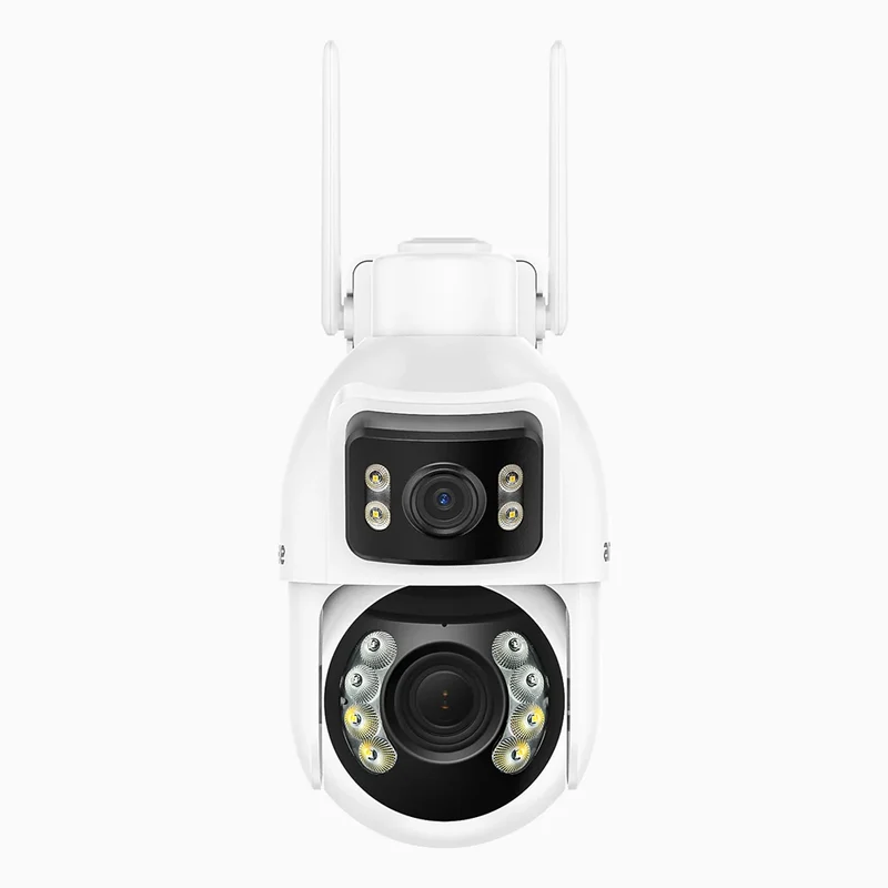 WCD1012 – Caméra de Surveillance PTZ extérieure WiFi sans fil 10MP UHD à double objectif, Vue Panoramique 360°, Zoom Optique 12X, Vision Nocturne Bicolore Intelligente, Audio Bidirectionnel, 270° Pan & 90° Tilt, Stockage Local jusqu’à 256 Go