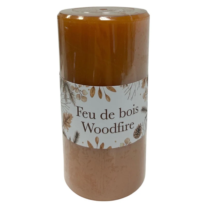 Bougie pilier parfumé de 3" x 6", feu de bois