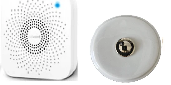 Sonnette sans fil porcelaine blanc bouton chrome et carillon