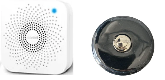 Sonnette sans fil porcelaine noir bouton chrome et carillon