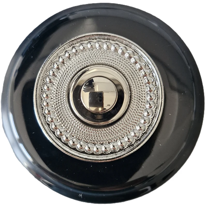 Sonnette filaire porcelaine noir collerette chrome perlée