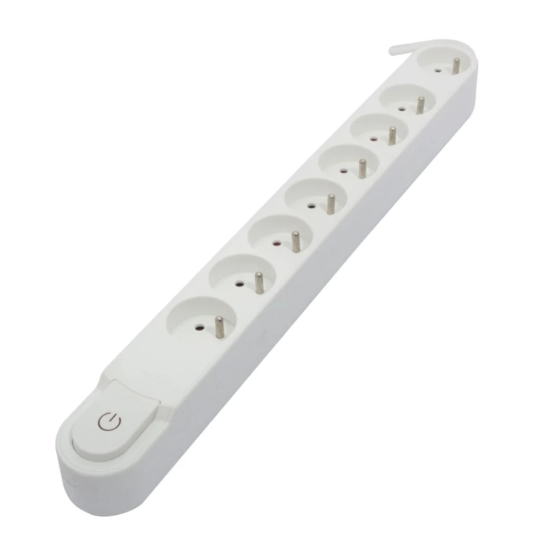 Stylish power strip 8 x 16 A with switch - 1.5 m - White