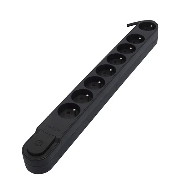 Stylish power strip 8 x 16 A with switch - 3 m - Black