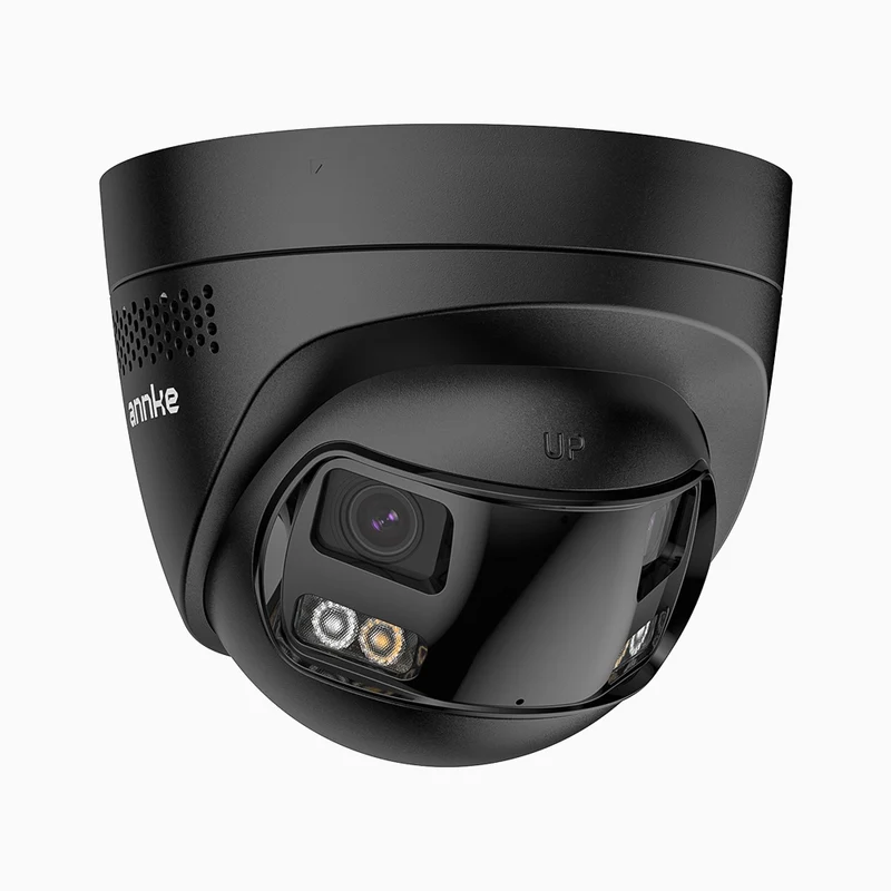 FCD800 - Caméra desécurité extérieure PoE 4K 8 MP à double objectif, vue panoramique à 180°, champ de vision vertical de 77°, vision nocturne intelligente à double éclairage, dissuasion active et audio bidirectionnel