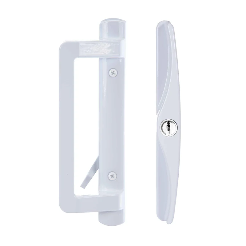 Poignée de porte patio 540 avec serrure à clé, blanc bleu