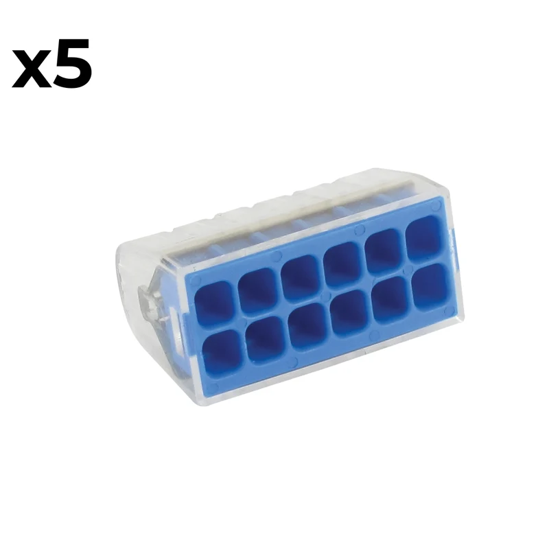 5 bornes de connexion 12E fils rigides + semi-rigides 0,2 à 2,5 mm² - mini Connex - Blm