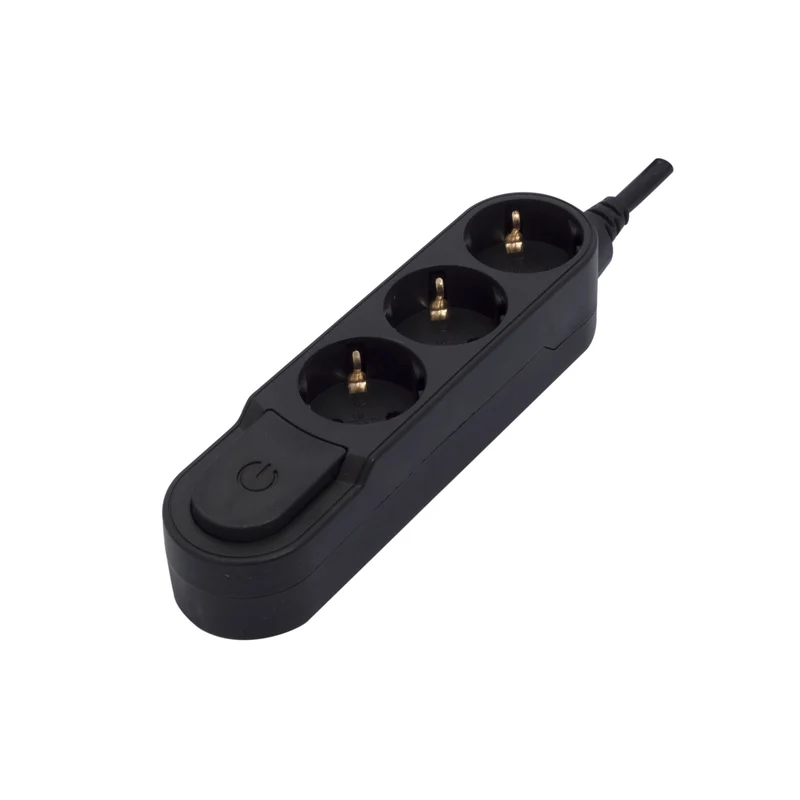 Stylish power strip 3 x 16 A with switch - 1.5 m - Black (SCH)