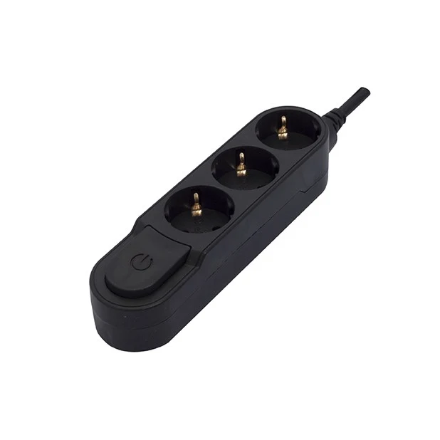 Stylish power strip 3 x 16 A with switch - 3 m - Black (SCH)