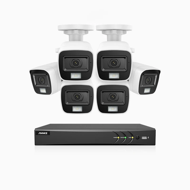 ADLK800 - Kit de surveillance CCTV filaire à double lumière 4K à 8 canaux avec 6 caméras, 3840x2160@20fps, f/1.6 Super Ouverture, signal de sortie 4-en-1, IP67