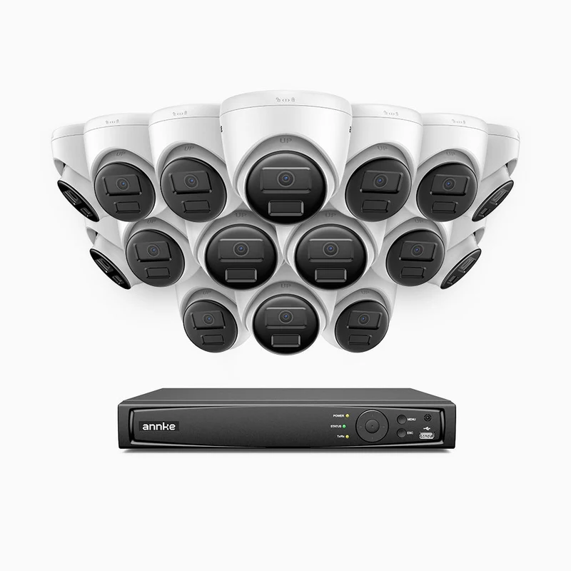 H300 - Kit de surveillance PoE 3MP à 16 canaux avec 16 caméras, vision nocturne EXIR 2.0, détection de mouvement, H.265+, étanchéité IP67