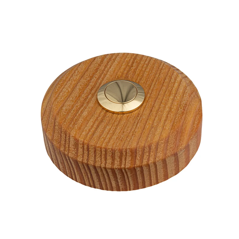Sonnette Landes filaire bois mélèze rond bouton laiton