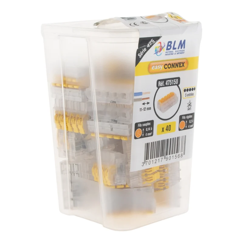 Lot de 40/75/100 bornes à levier S475 - 2/3/5 entrées 4mm² - BLM
