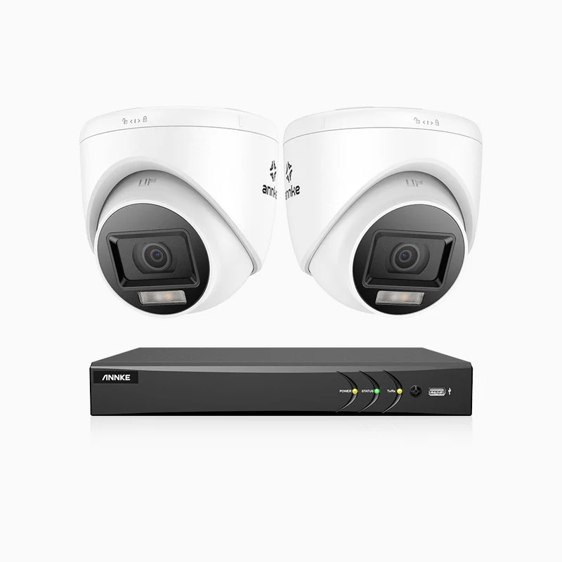 ADLK800 - Kit de surveillance CCTV filaire à double lumière 4K à 8 canaux avec 2 caméras, 3840x2160@20fps, f/1.6 Super Ouverture, signal de sortie 4-en-1, IP67