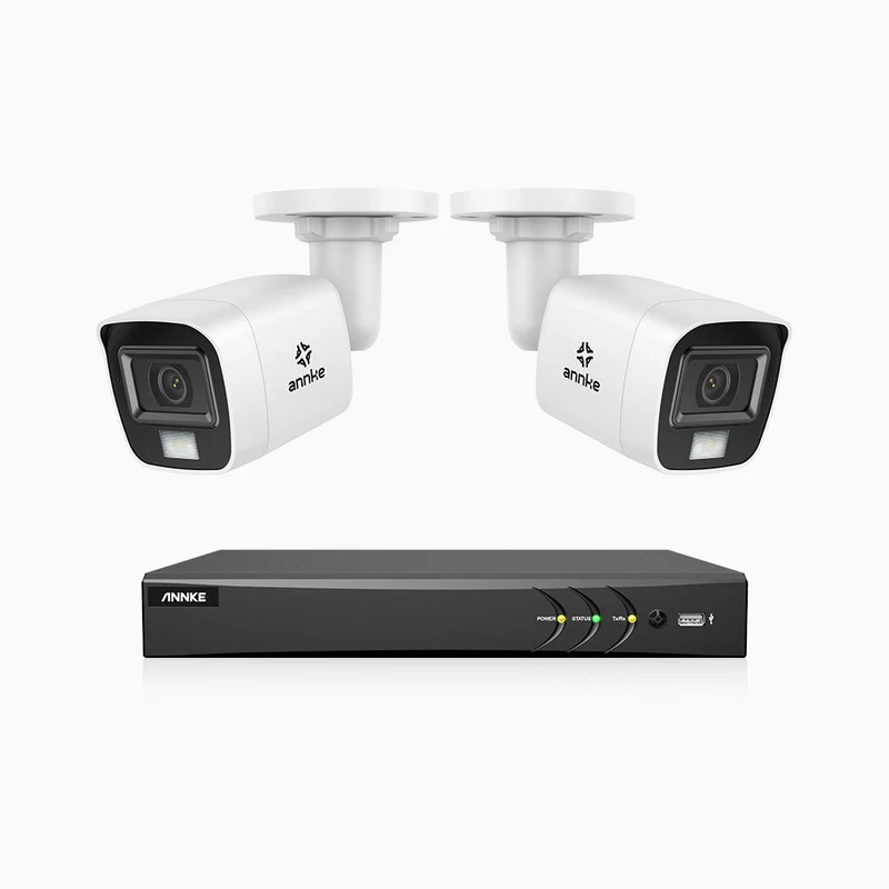 ADLK800 - Kit de surveillance CCTV filaire à double lumière 4K à 8 canaux avec 2 caméras, 3840x2160@20fps, f/1.6 Super Ouverture, signal de sortie 4-en-1, IP67