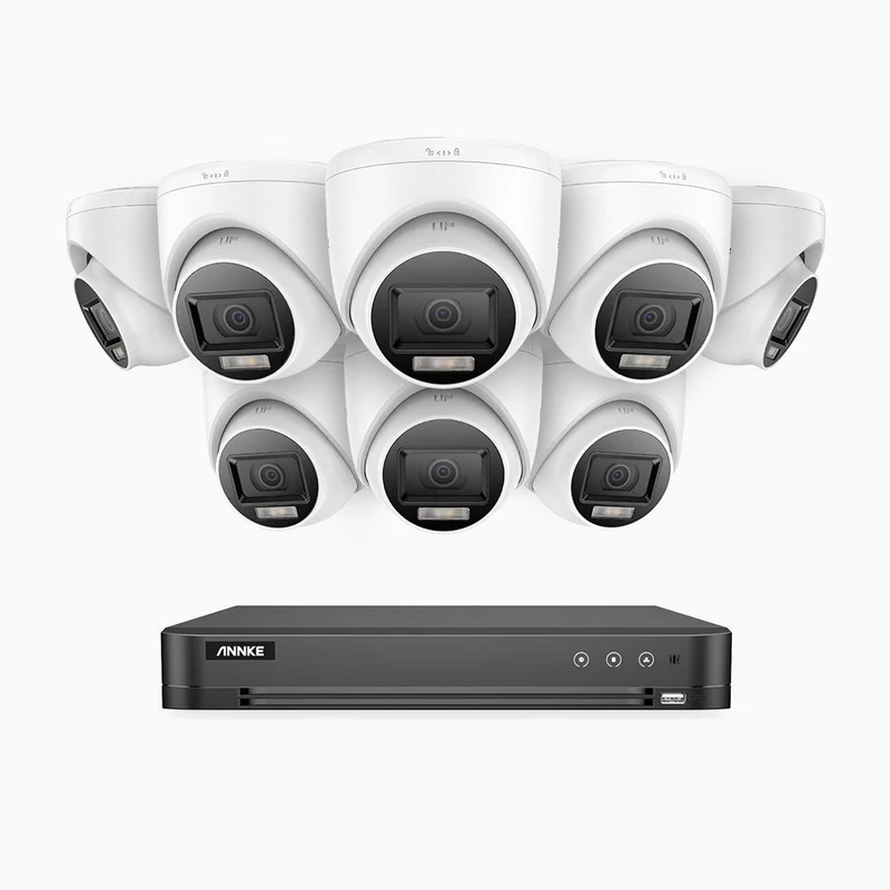 ADLK800 - Kit de surveillance CCTV filaire à double lumière 4K à 16 canaux avec 8 caméras, 3840x2160@20fps, f/1.6 Super Ouverture, signal de sortie 4-en-1, IP67