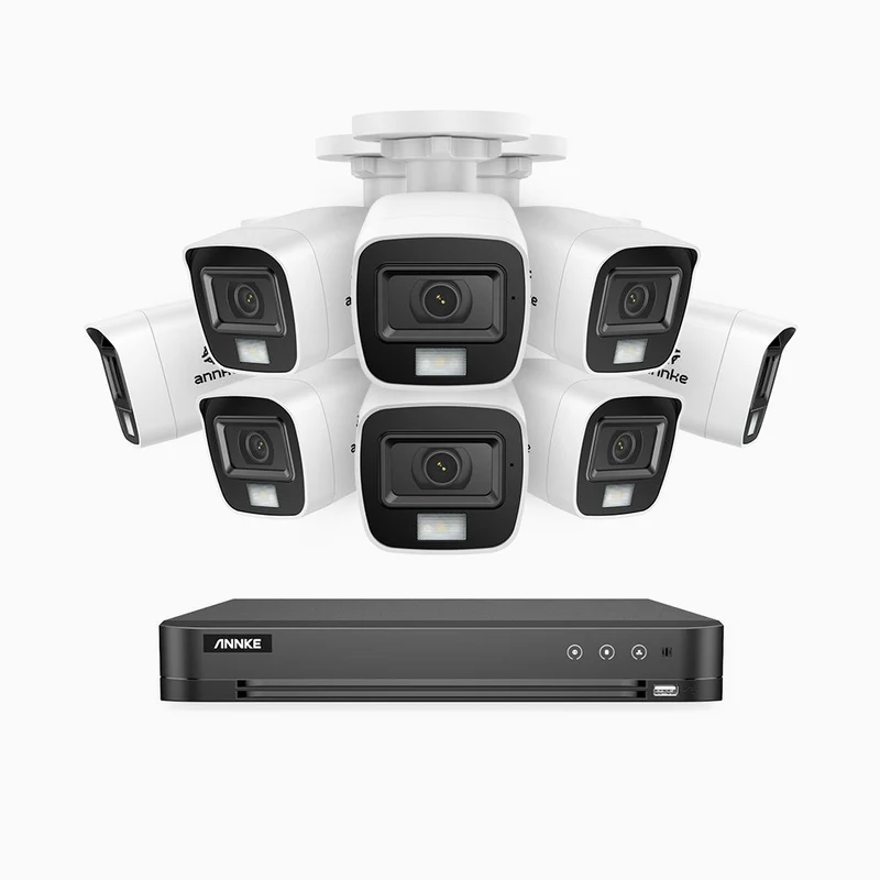 ADLK800 - Kit de surveillance CCTV filaire à double lumière 4K à 16 canaux avec 8 caméras, 3840x2160@20fps, f/1.6 Super Ouverture, signal de sortie 4-en-1, IP67