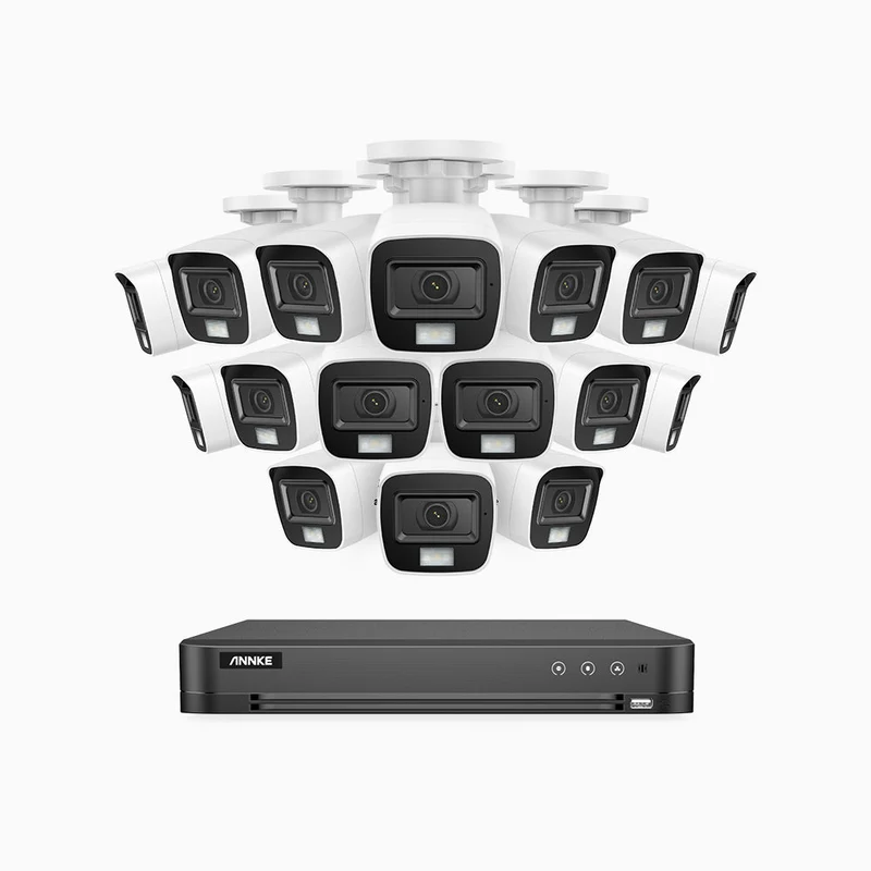 ADLK800 - Kit de surveillance CCTV filaire à double lumière 4K à 16 canaux avec 16 caméras, 3840x2160@20fps, f/1.6 Super Ouverture, signal de sortie 4-en-1, IP67