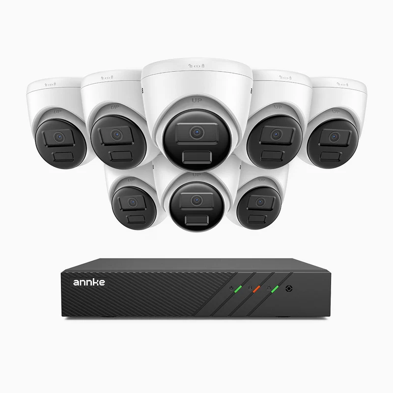 H300 - Kit de surveillance PoE 3MP à 8 canaux avec 8 caméras, vision nocturne EXIR 2.0, détection de mouvement, H.265+, étanchéité IP67