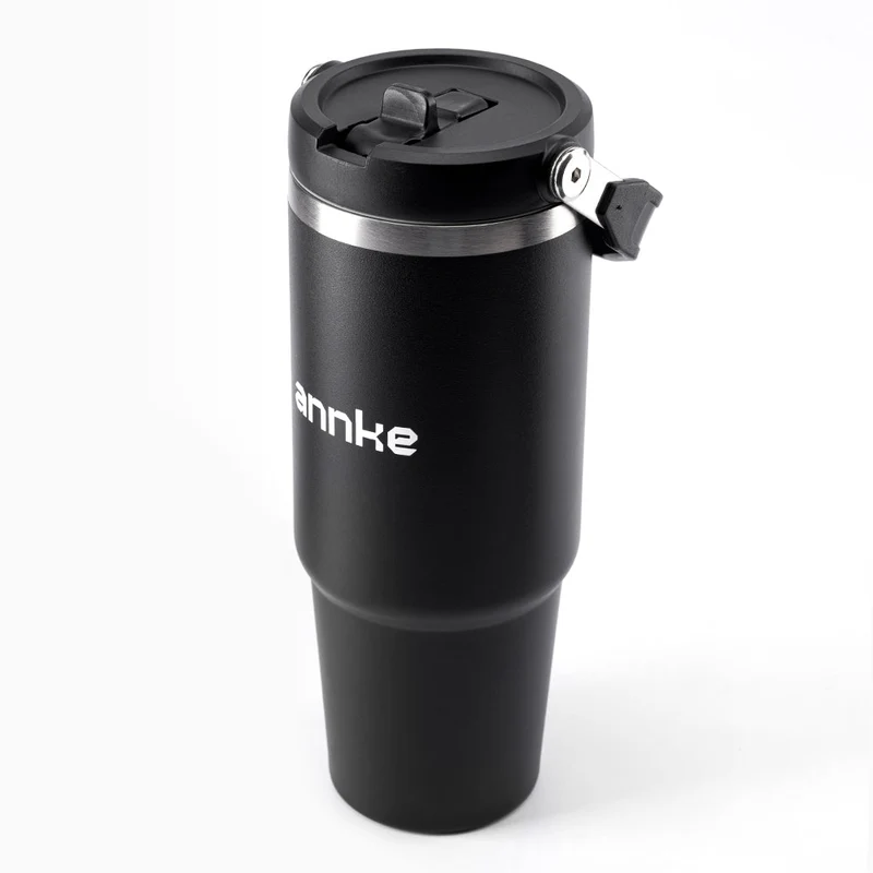 Gobelet isotherme en acier inoxydable 32 oz, avec paille et poignée, bouteille thermique à double paroi sous vide, pour voyage, salle de sport, bureau et plein air