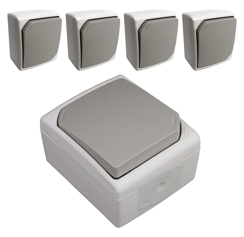 Bouton poussoir 10A gris IP54 - Zenitech