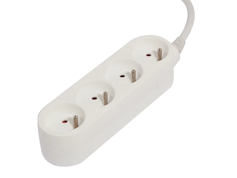 Stylish power strip white with surge protector, white - 4 x 16 A - 3 m