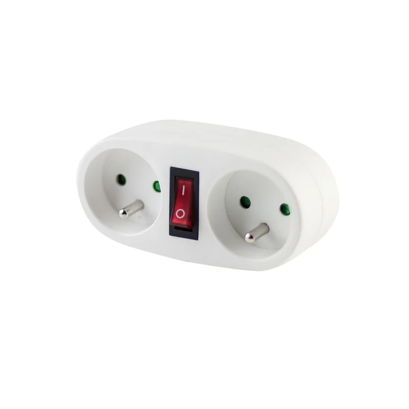 White terminal block with switch- 2 x 16 A