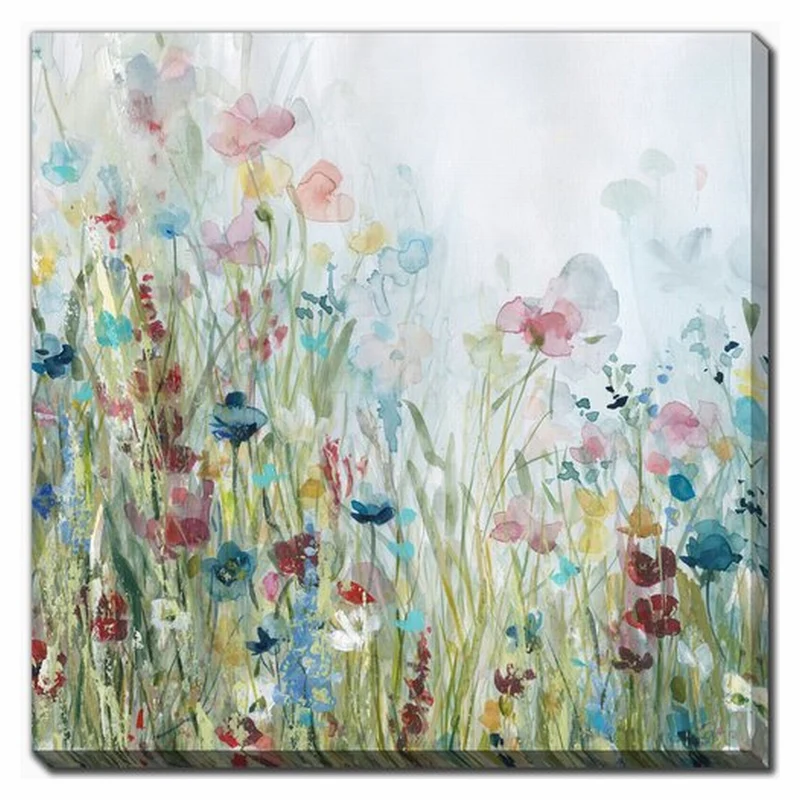 Canevas de prairie avec fleurs sauvages, 38" x 38"