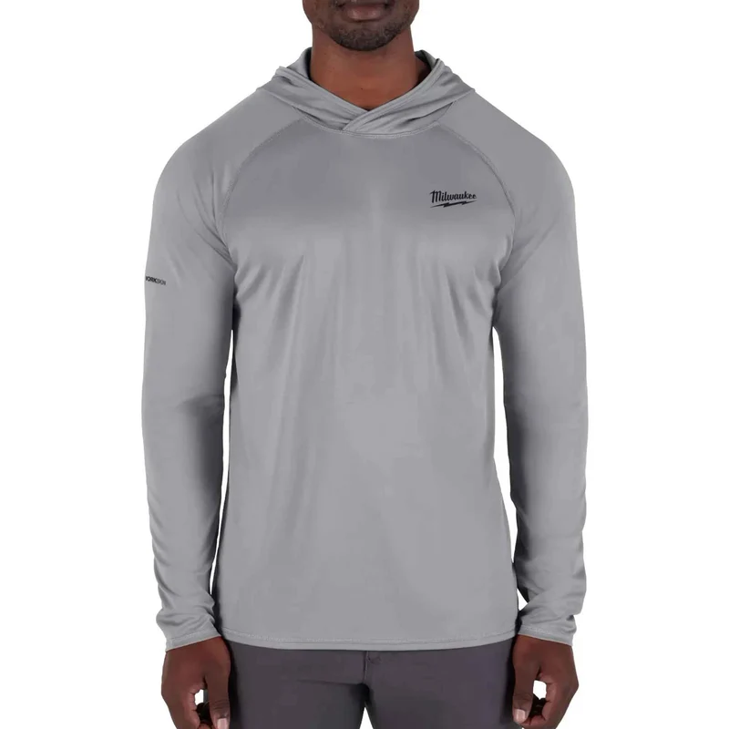 Chandail de travail à manche longue avec capuche et protection solaire Workskin, gris (2T-grand)