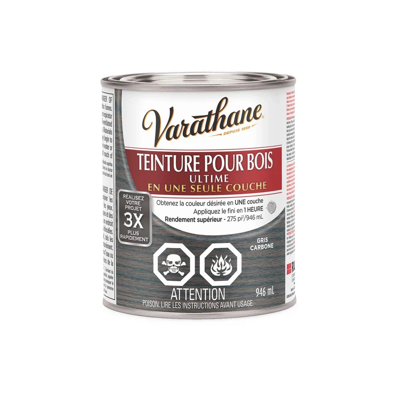 Teinture pour bois Ultime gris carbone, 946 ml