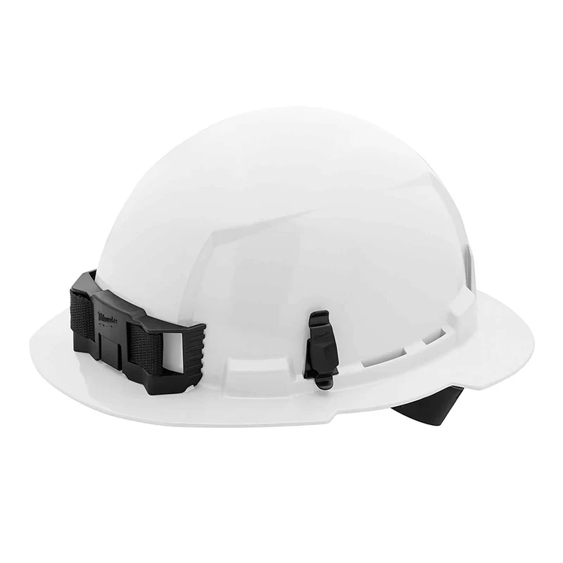 Casque de sécurité à bord complet avec suspension à cliquet 4 points, blanc
