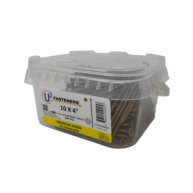 Vis Universelle U2 Fasteners, #10 x 4" (200 unités)