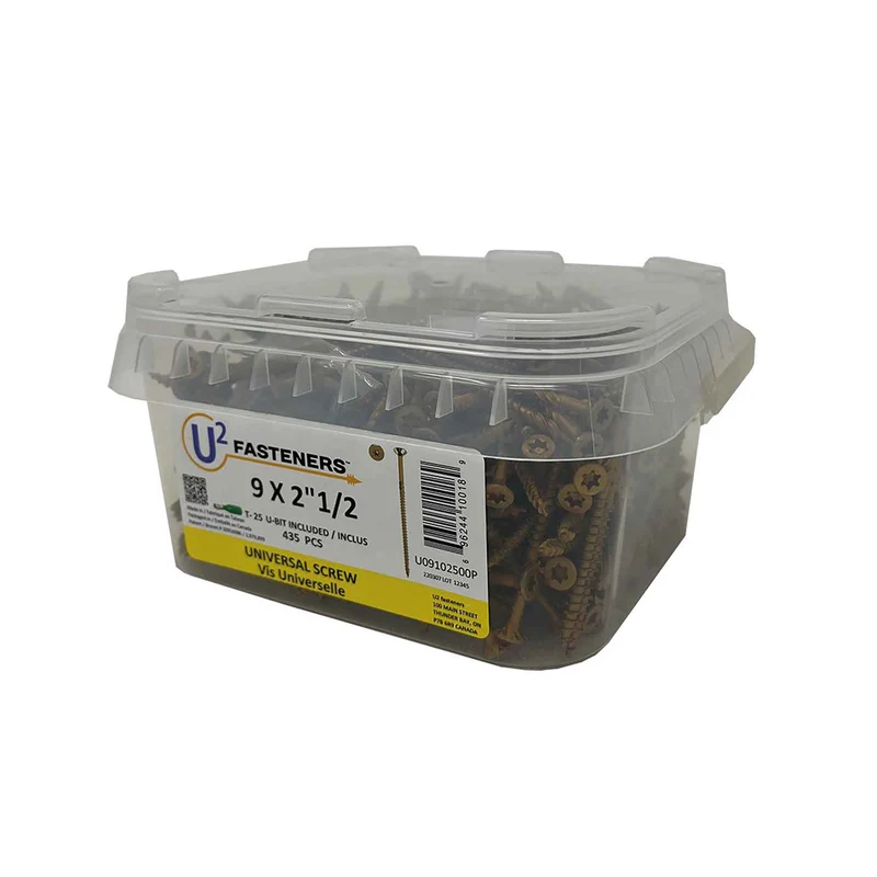 Vis Universelle U2 Fasteners, #9 x 2-1/2" (435 unités)