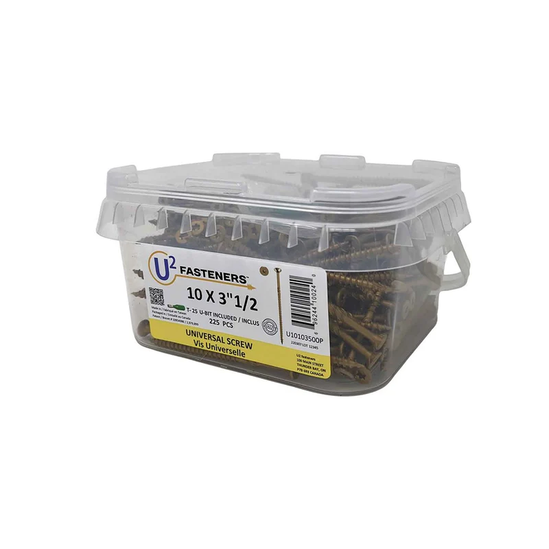 Vis Universelle U2 Fasteners, #10 x 3-1/2" (225 unités)