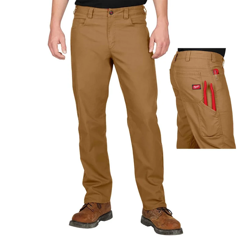 Pantalon de travail flexible et robuste pour homme, kaki, (40 x 32)
