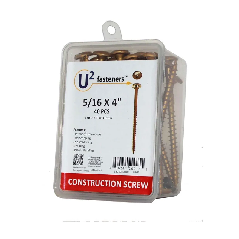 Vis de construction U2 Fasteners, 5/16" x 4" (40 unités)