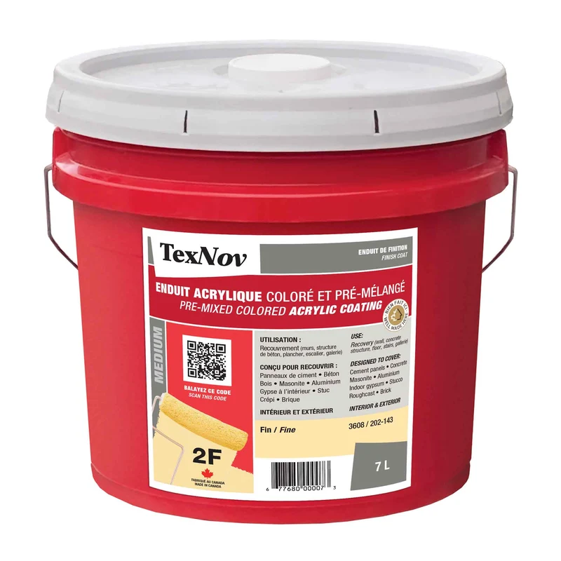 Enduit de finition en acrylique coloré médium et pré-mélangé à texture fine 2F, 7 L