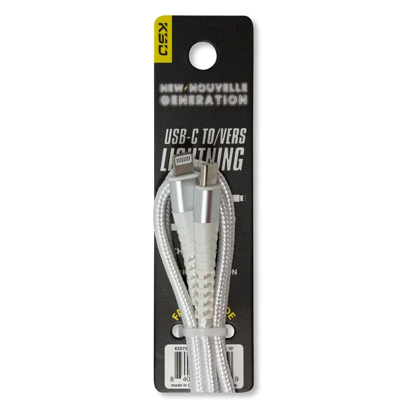 Câble micro-USB de Type-C à Lightning (iPhone), 3 m
