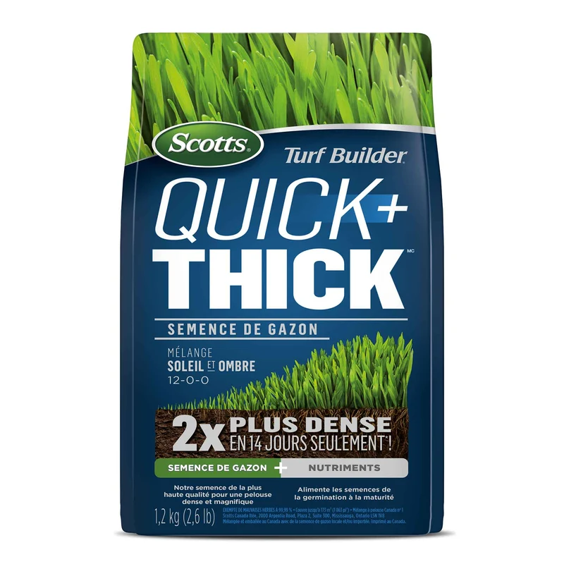 Semence de gazon Quick+ Thick mélange soleil et ombre 12-0-0, 1,2 kg