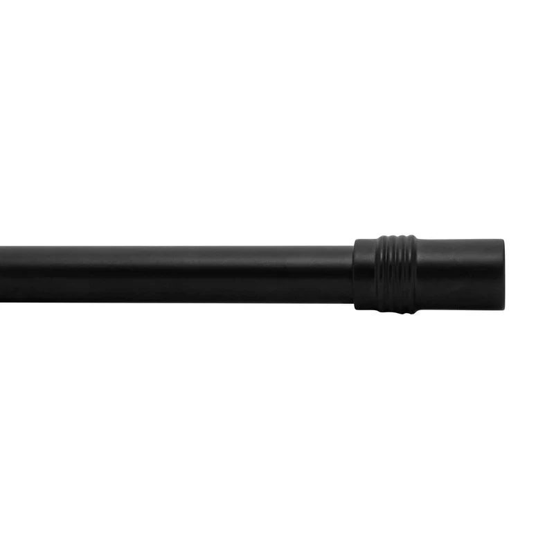 Tringle à rideaux extensible avec embouts cylindriques, noir (66" à 120")