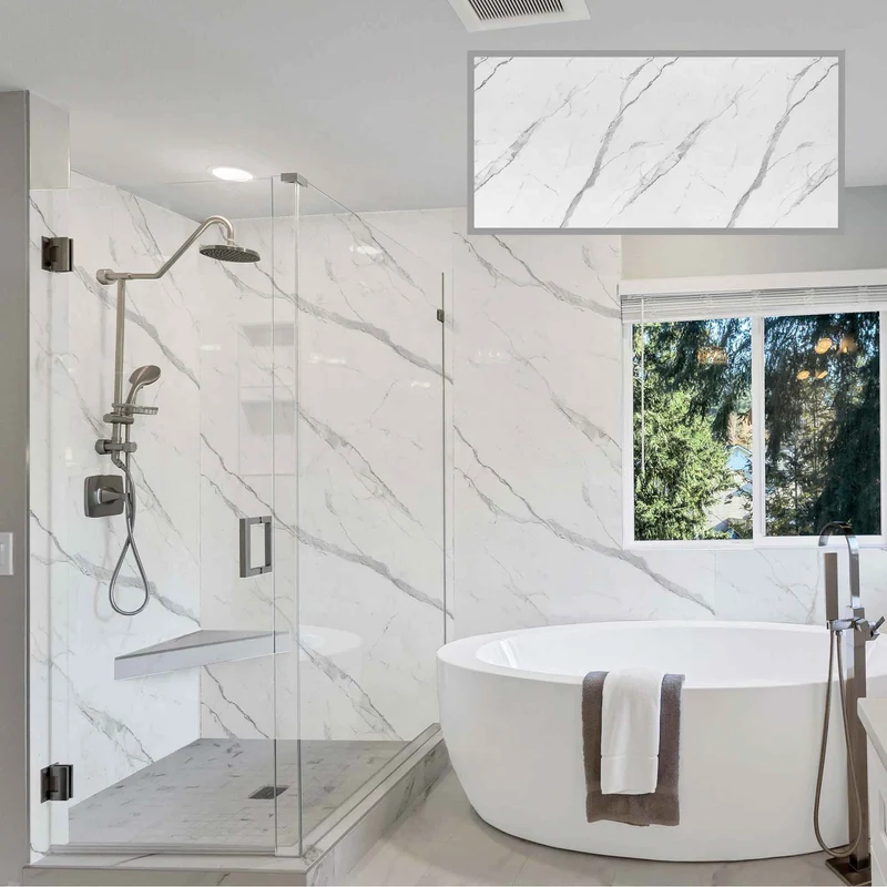 Panneau mural en WPC Calacatta Grigio, 48" x 96" x 5 mm