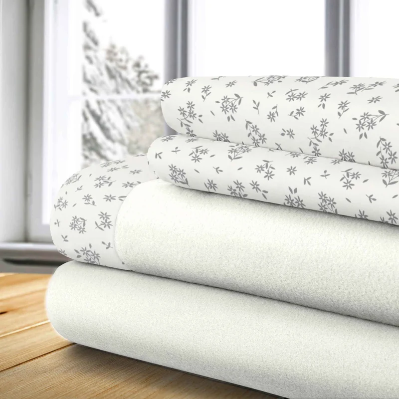 Ensemble de draps thérapeutiques Double à imprimé floral ivoire, 4 pièces